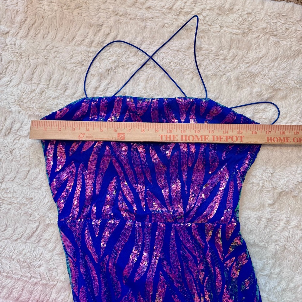 Next Up Blue & pin Iridescent Sequin Mermaid Size 11/12 Prom Maxi Mermaidcore - Picture 5 of 7